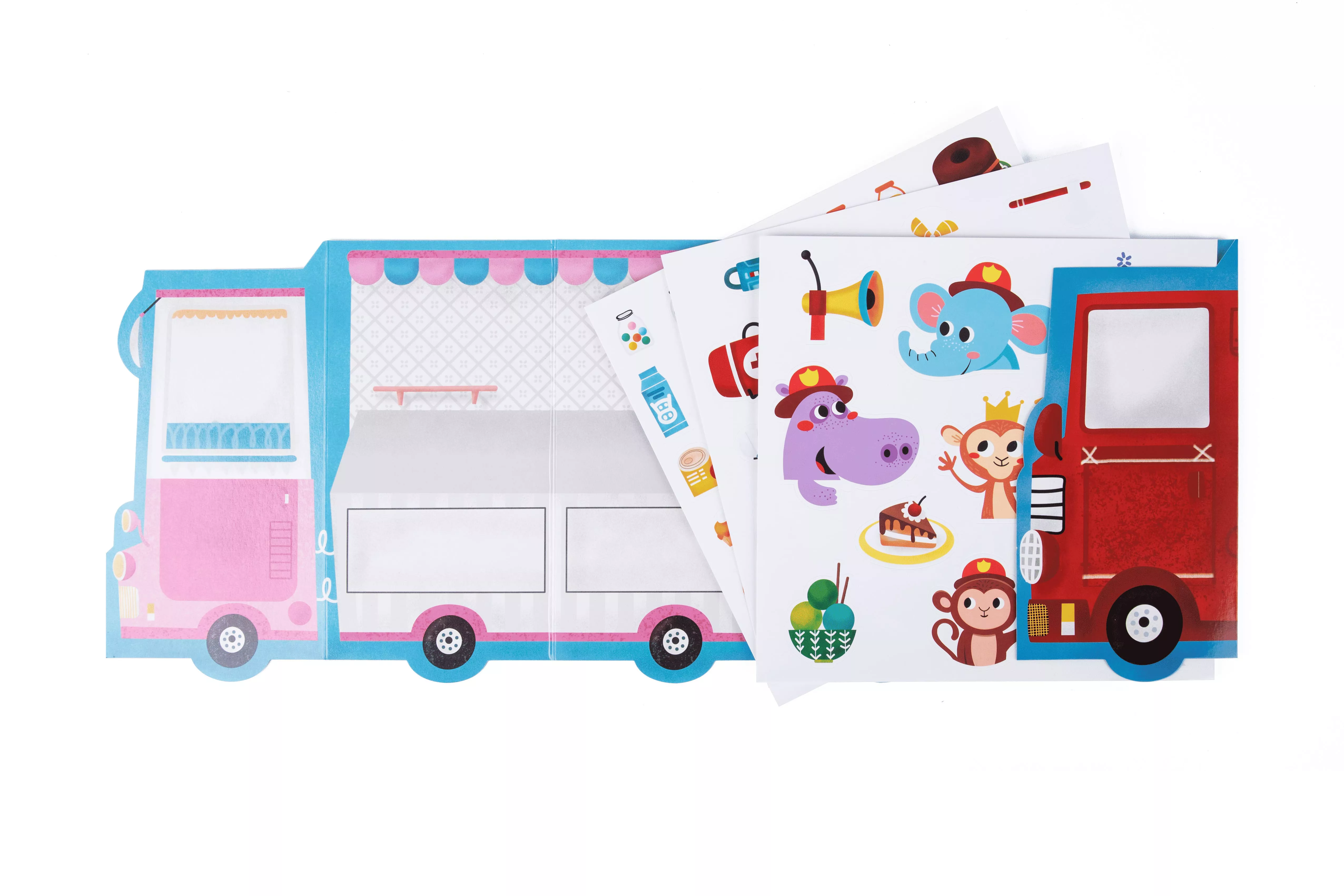 Reusable Sticker Activity Pad-Fire Truck & Ice Cream Truck